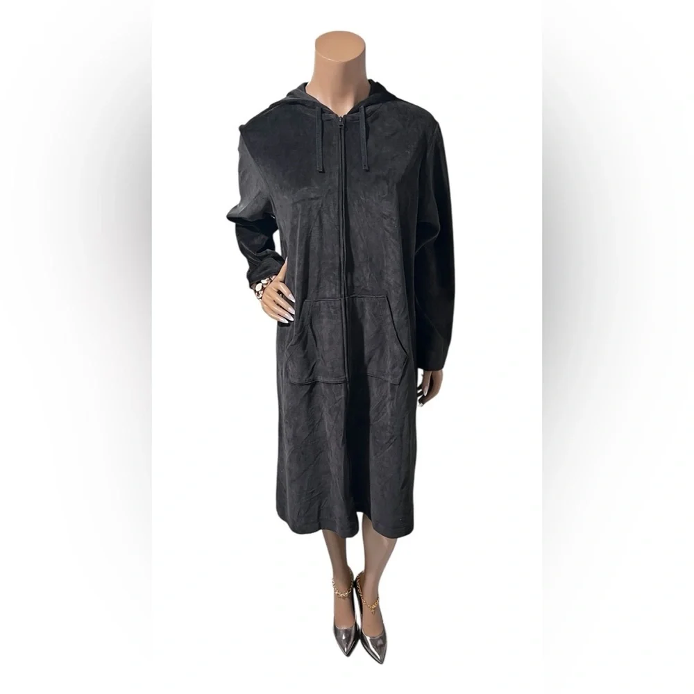 Elegant Black Hooded Lounge Robe☑️ - Picture 5 of 12